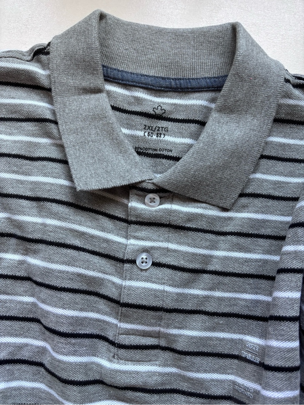 Sears Gray and Black Striped Men’s Short Sleeve Polo Tee Size 2XL